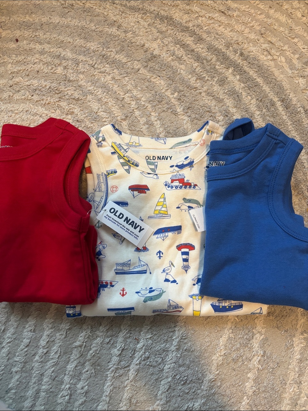 NWT - Old Navy Red, Cream & Blue Kids Tank Top Set - 12-18 months